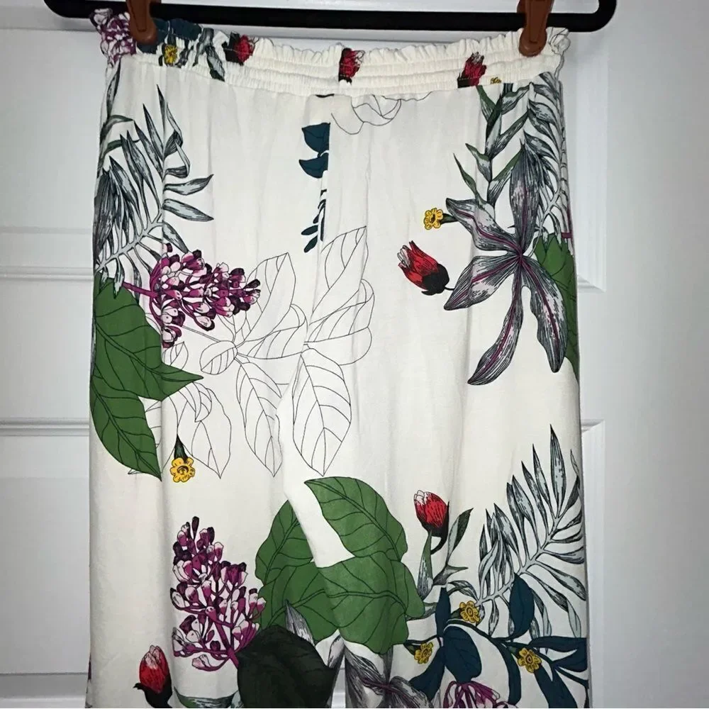 Soma Floral Print Pull On Elastic Waistband Drawstring Loungewear Pants
